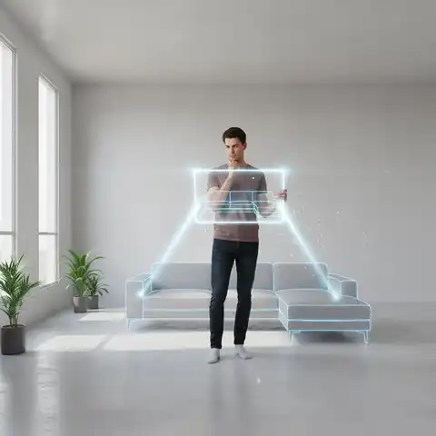 Holographic sofa placed in a living room